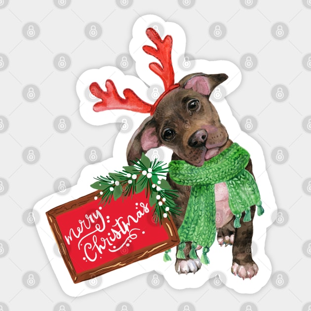 Christmas Staffy Sticker by Budwood Designs